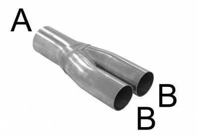 Y-rør, inn: 3,0'' Ut:2x 2,5''